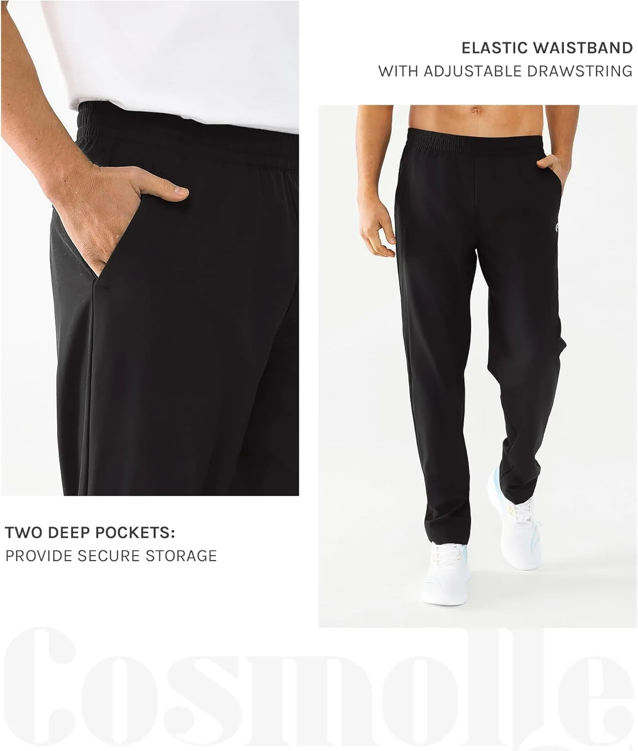 Men's Outdoor Hiking Pants Quick Dry Waterproof Joggers with Double Pockets for Gym and Travel