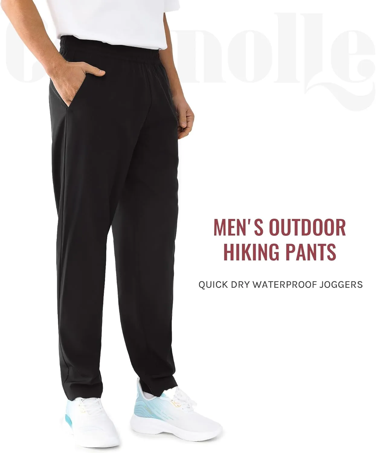 Men's Outdoor Hiking Pants Quick Dry Waterproof Joggers with Double Pockets for Gym and Travel