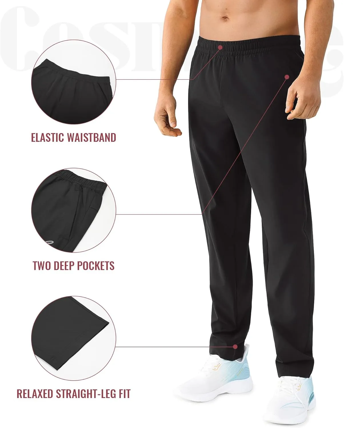 Men's Outdoor Hiking Pants Quick Dry Waterproof Joggers with Double Pockets for Gym and Travel
