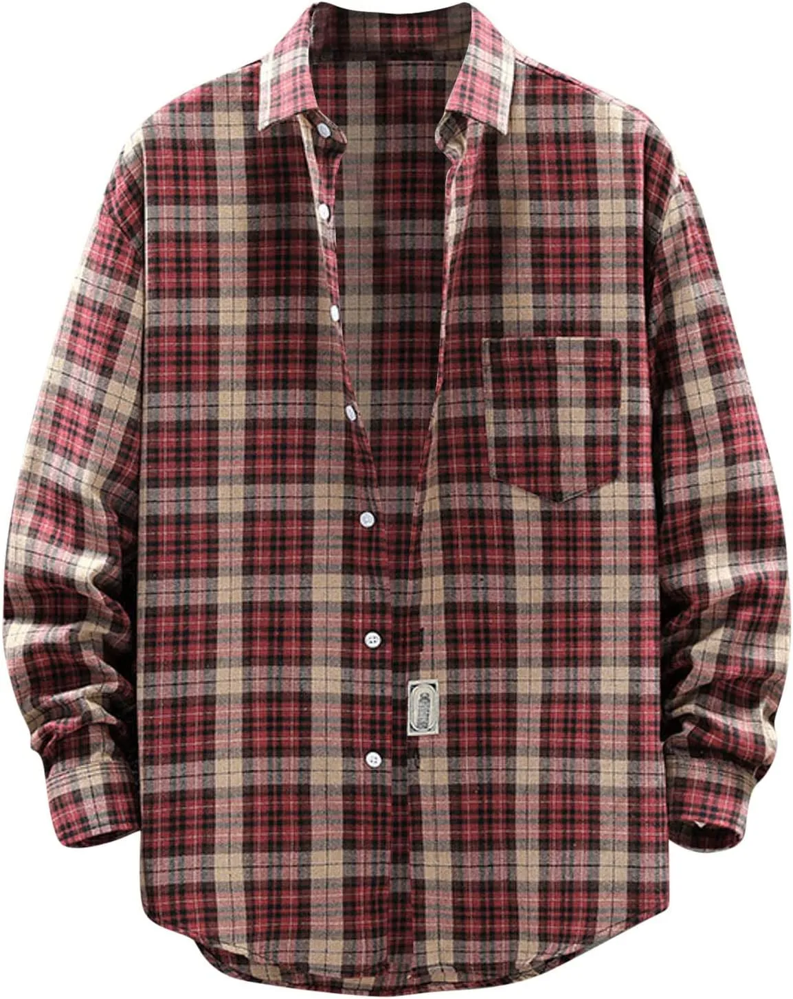 Men's Plaid Hooded Shirts Casual Sanding Plaid Buckle Lapel Short Sleeve Shirt Jacket Brushed Soft Outdoor Shirts