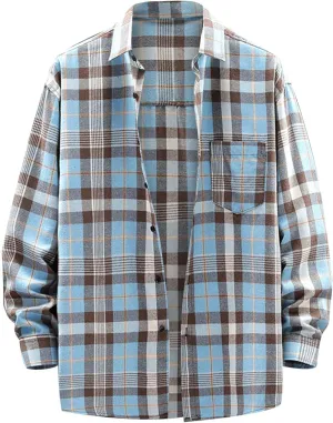 Men's Plaid Hooded Shirts Casual Sanding Plaid Buckle Lapel Short Sleeve Shirt Jacket Brushed Soft Outdoor Shirts