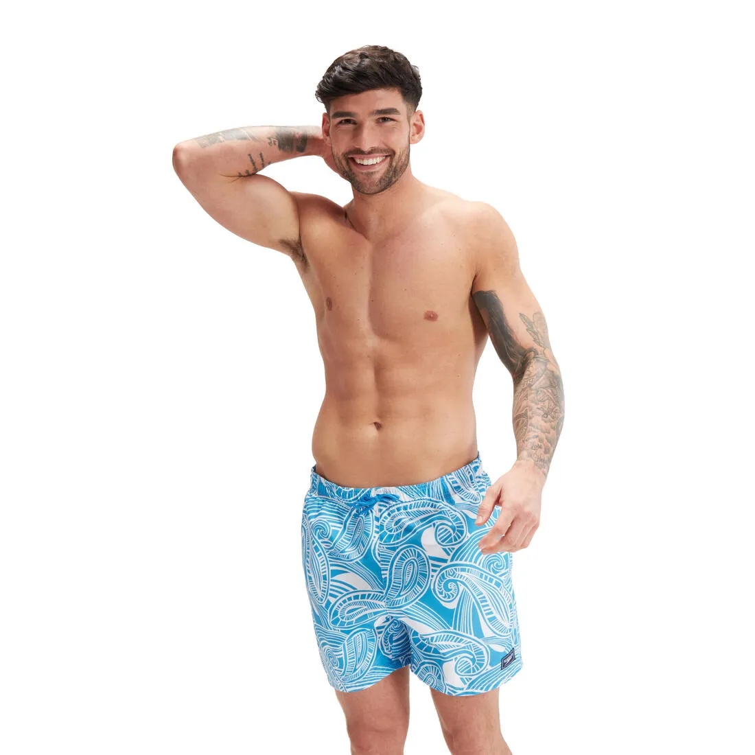 Men's Printed Leisure 16" speedo Swim Shorts Blue/White