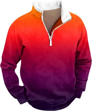 Men's Quarter Zipper Sherpa Sweatshirts 2025 Winter Thick Pullover Half Zip Stand Collar Fit Casual Tactical Jacket