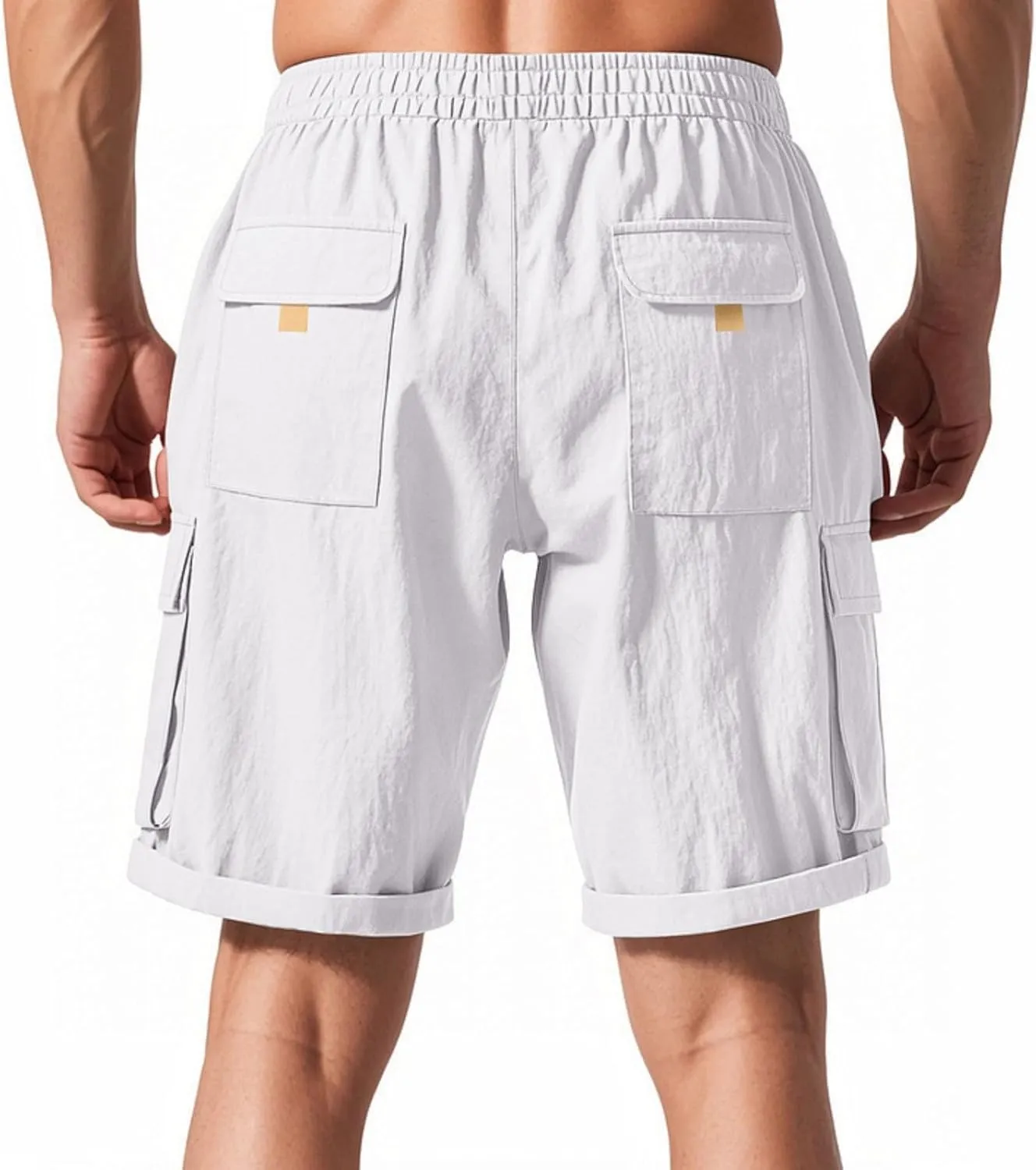 Mens Shorts Cargo Shorts Classic Summer Lightweight with Pocket Elastic Waist Drawstring Pants for Running Athletic Beach