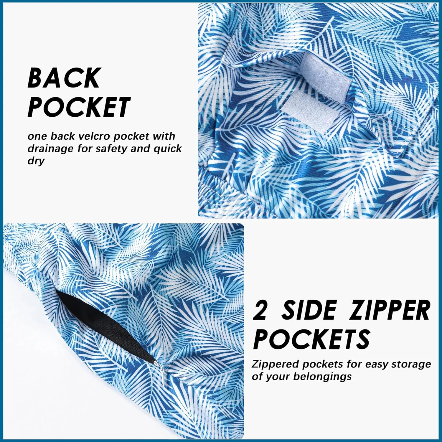 Mens Swim Trunks with Compression Liner 5.5" Board Shorts with Zipper Pockets 2 in 1 Quick Dry Bathing Suits