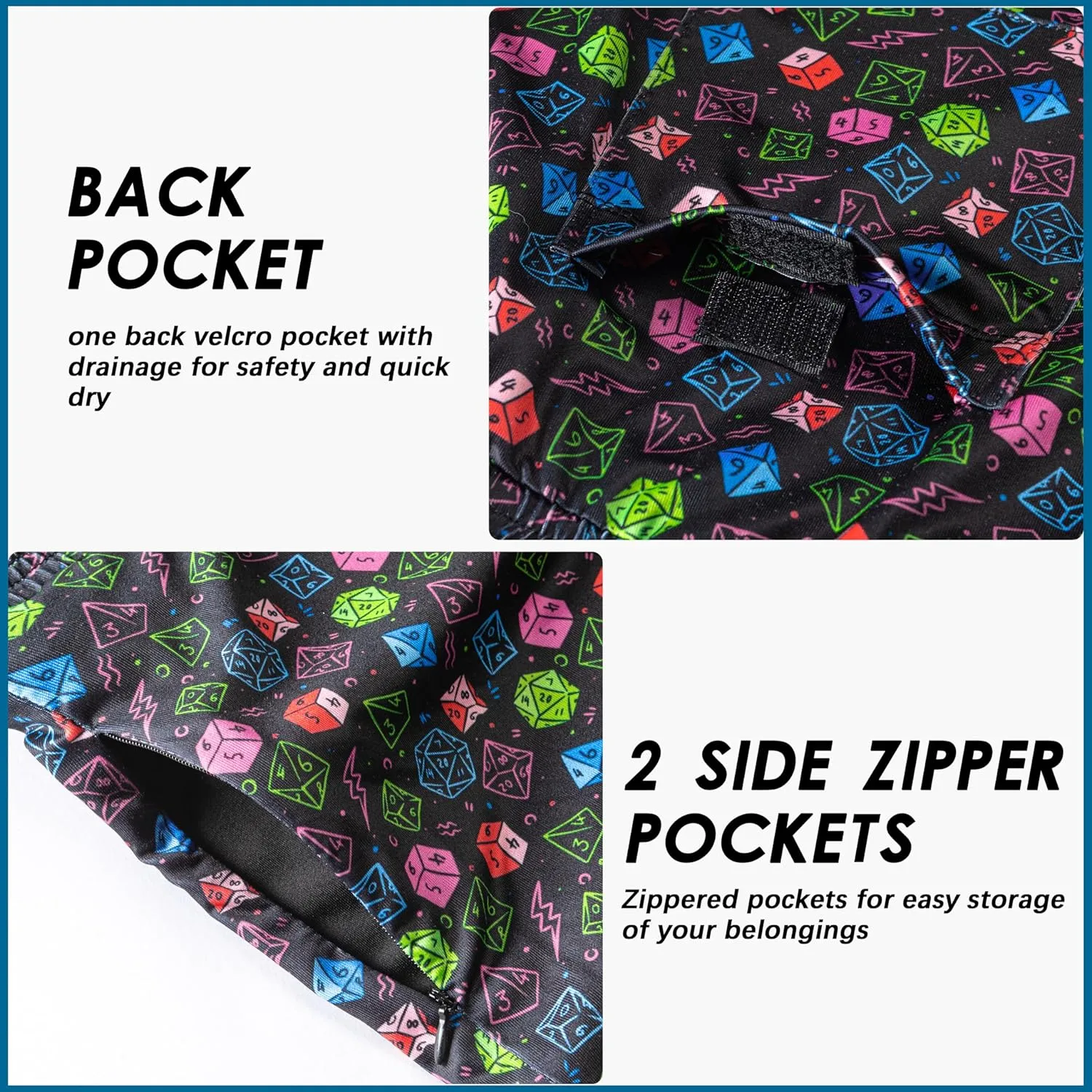 Mens Swim Trunks with Compression Liner 5.5" Board Shorts with Zipper Pockets 2 in 1 Quick Dry Bathing Suits