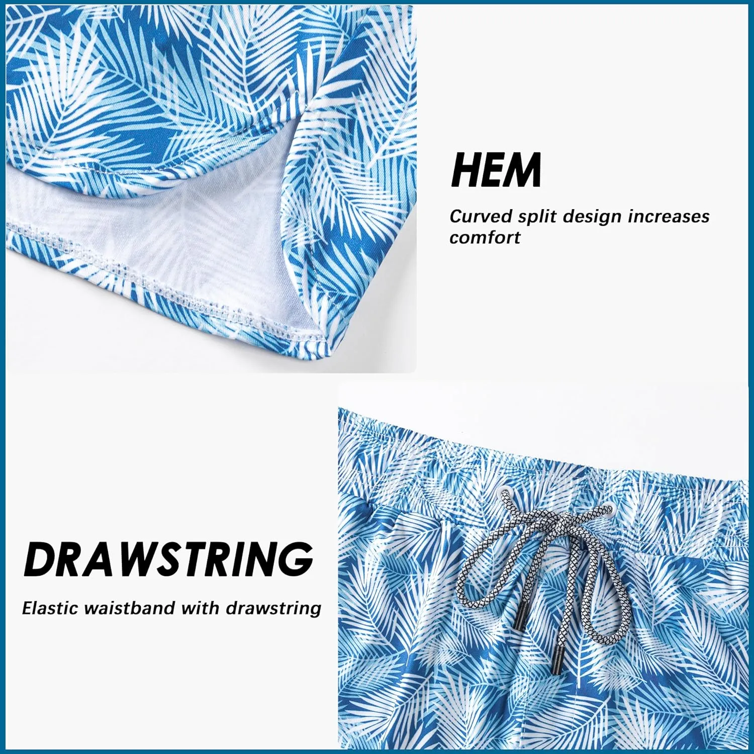 Mens Swim Trunks with Compression Liner 5.5" Board Shorts with Zipper Pockets 2 in 1 Quick Dry Bathing Suits