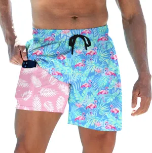 Mens Swim Trunks with Compression Liner 5.5" Inseam Quick Dry Swimsuit Shorts S-XXL