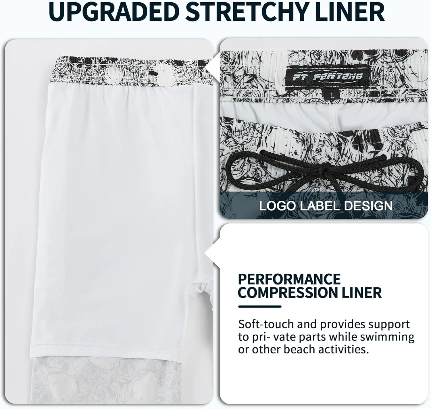 Mens Swim Trunks with Compression Liner 9" Built-in Board Shorts 2 in 1 Quick Dry Bathing Suits with Zipper Pockets