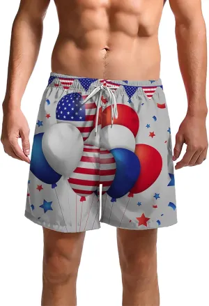 Mens Swimming Trunks Swimsuit Print Drawstring Tie Elastic Waist Casual Fashion Beach Shorts Mens Boys Shorts Man