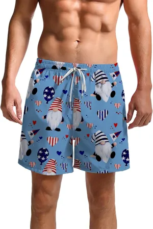 Mens Swimming Trunks Swimsuit Print Drawstring Tie Elastic Waist Casual Fashion Beach Shorts Mens Boys Shorts Man