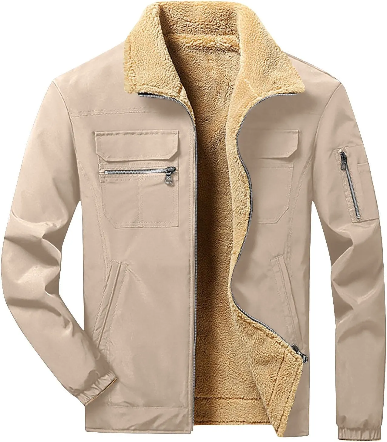 Men's Winter Jacket,Heavyweight Thick Fleece Lined Jacket Sherpa Warm Thermal Outdoor Casual Coat Outwear
