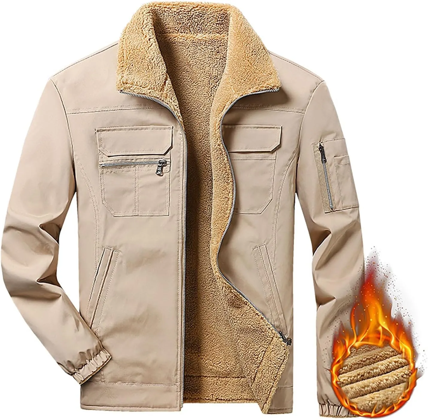 Men's Winter Jacket,Heavyweight Thick Fleece Lined Jacket Sherpa Warm Thermal Outdoor Casual Coat Outwear