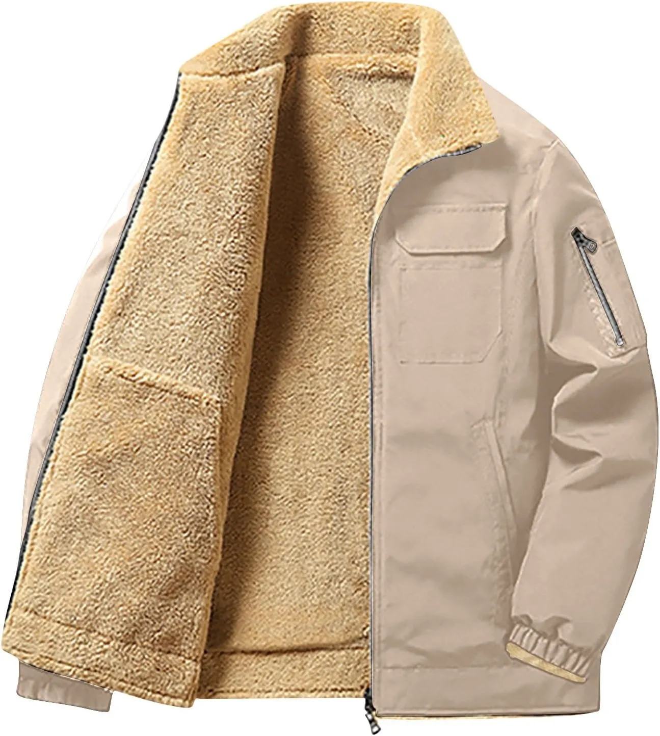 Men's Winter Jacket,Heavyweight Thick Fleece Lined Jacket Sherpa Warm Thermal Outdoor Casual Coat Outwear