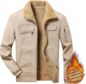 Men's Winter Jacket,Heavyweight Thick Fleece Lined Jacket Sherpa Warm Thermal Outdoor Casual Coat Outwear