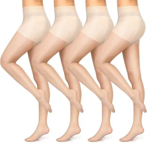 Mepase 4 Pairs Women Golf Sheer Tights UV Protection Stockings with Reinforced Toes Non Slip Sheers Tights Outdoors