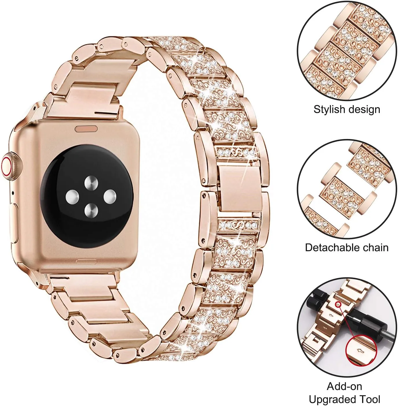 Mesime Compatible for Apple Watch Band with Screen Protector Case, Jewelry Replacement Bands 46mm 45mm 44mm 42mm 41mm 40 mm 38mm 2 Pack Protective Cover for iWatch Series 10/9/8/7/6/5/4/3/2/1/SE Women