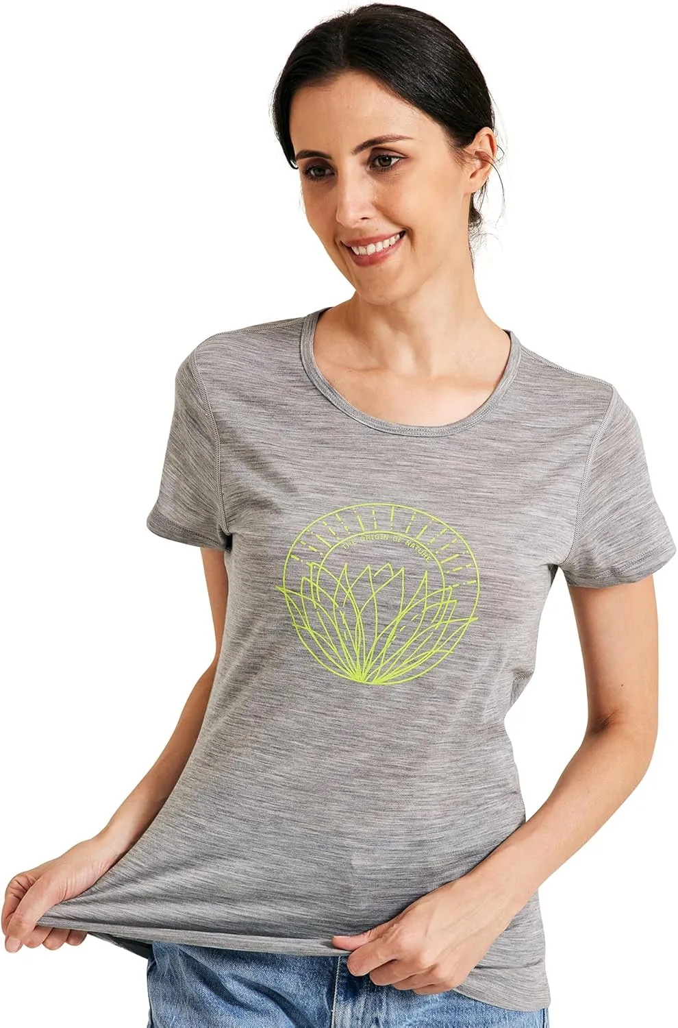 METARINO Merino Wool T-Shirt Women Short Sleeve Lightweight Crew Neck Base Layer Tee Shirt for Hiking,Sport