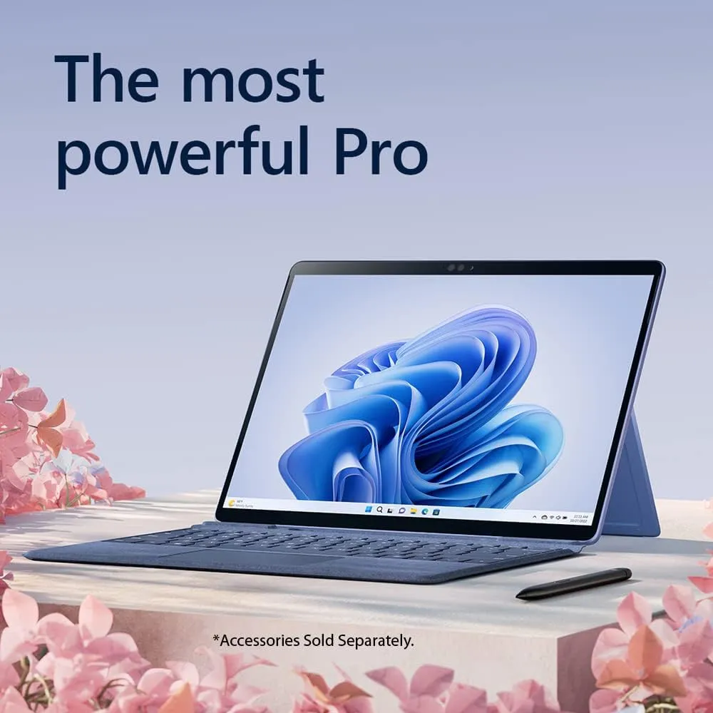 Microsoft QIL-00035 Surface Pro 9 13" Touch Tablet, Intel i7, 16GB/256GB, Sapphire Bundle Surface Pro Signature Mechanical Keyboard, Black and 1 YR CPS Enhanced Protection Pack