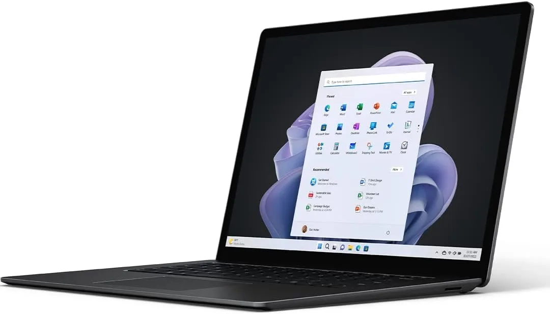 Microsoft Surface Laptop 5 (2022), 13.5" Touch Screen, Thin & Lightweight, Long Battery Life, Fast Intel i5 Processor for Multi-Tasking, 8GB RAM, 512GB Storage with Windows 11, Black Microsoft Copilot