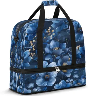 Midnight Garden Travel Duffel Bag, Travel Essentials, Gym Bag for Women, Weekender Overnight Bag With Shoes Compartment, Carry On Bags for Airplanes