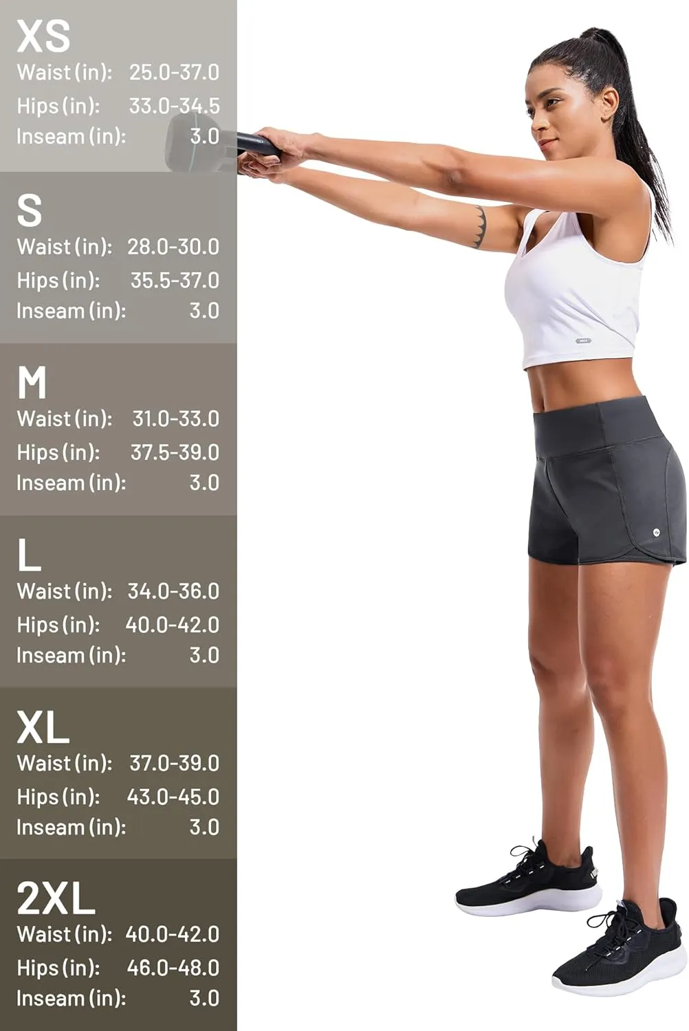 MIER Women's 2 in 1 Running Shorts Athletic High Waisted Workout Tennis Gym Shorts with Liner Zipper Pocket 3"