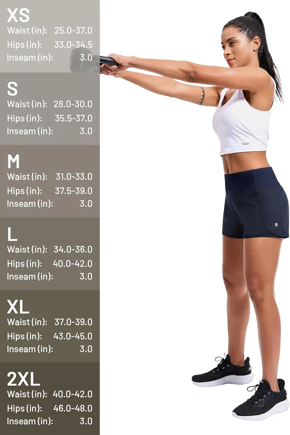 MIER Women's 2 in 1 Running Shorts Athletic High Waisted Workout Tennis Gym Shorts with Liner Zipper Pocket 3"