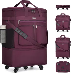 MILADA Moving Boxes for Packaging Moving Bags Expandable Moving Boxes Medium and 98 L Large with Five Wheels and Detachable Shoulder Strap Moving Storage Bags also for Travel,Purple