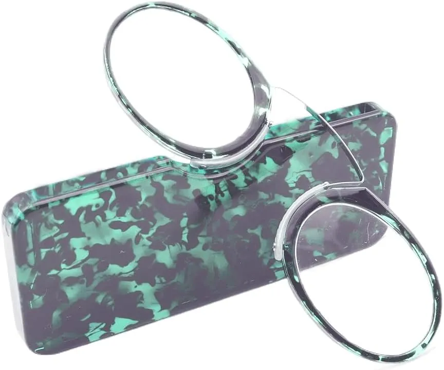 Mini Armless Reading Glasses for Men Women Slim Thin Clip on Nose Readers with Small Portable Case