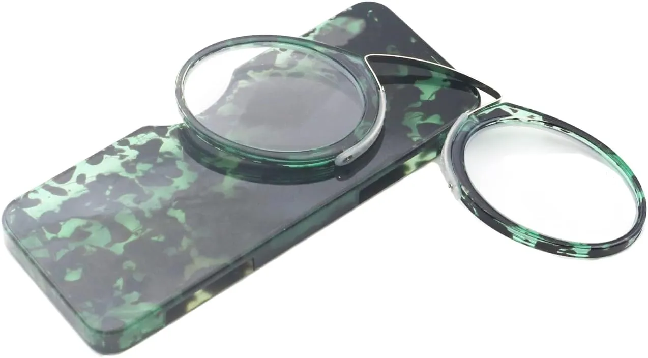 Mini Armless Reading Glasses for Men Women Slim Thin Clip on Nose Readers with Small Portable Case
