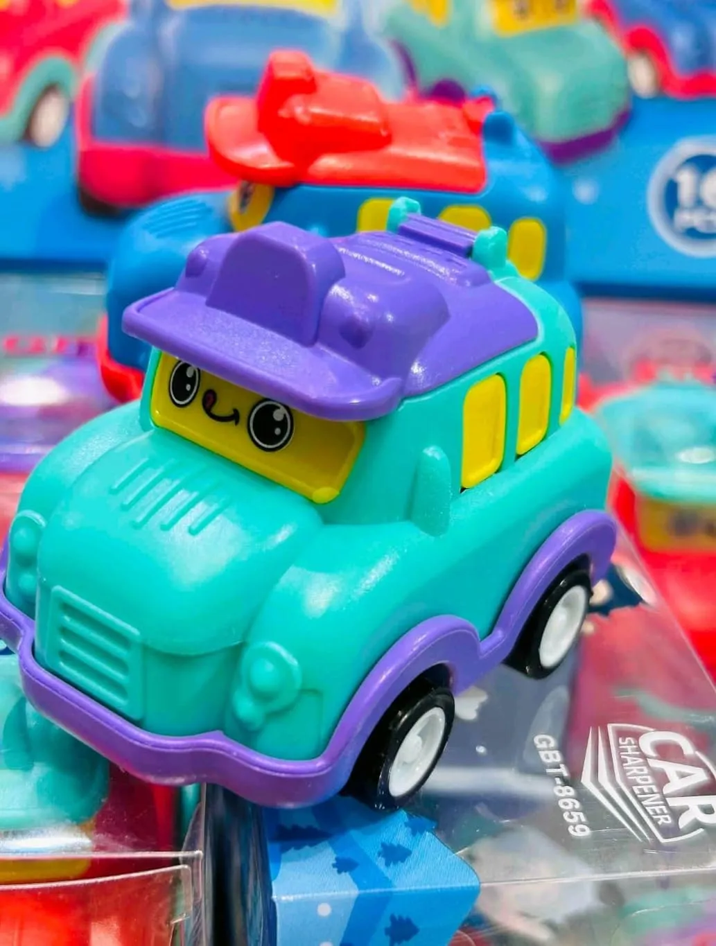 Mini Car Pencil Sharpener and Eraser Set for Kids-  Multicolor