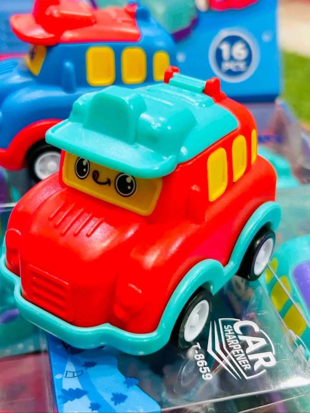 Mini Car Pencil Sharpener and Eraser Set for Kids-  Multicolor