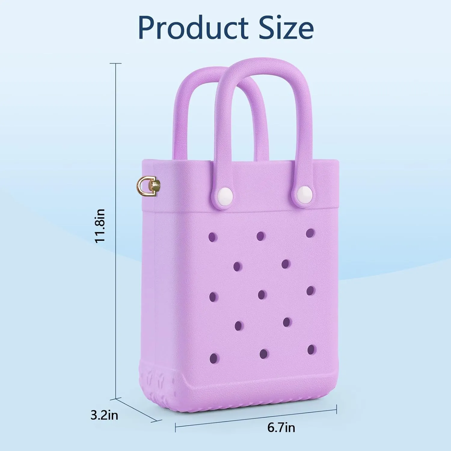 Mini Crossbody Rubber Tote Bag with 7 Charms X-Small Rubber Beach Bag for Little Girls and Woman