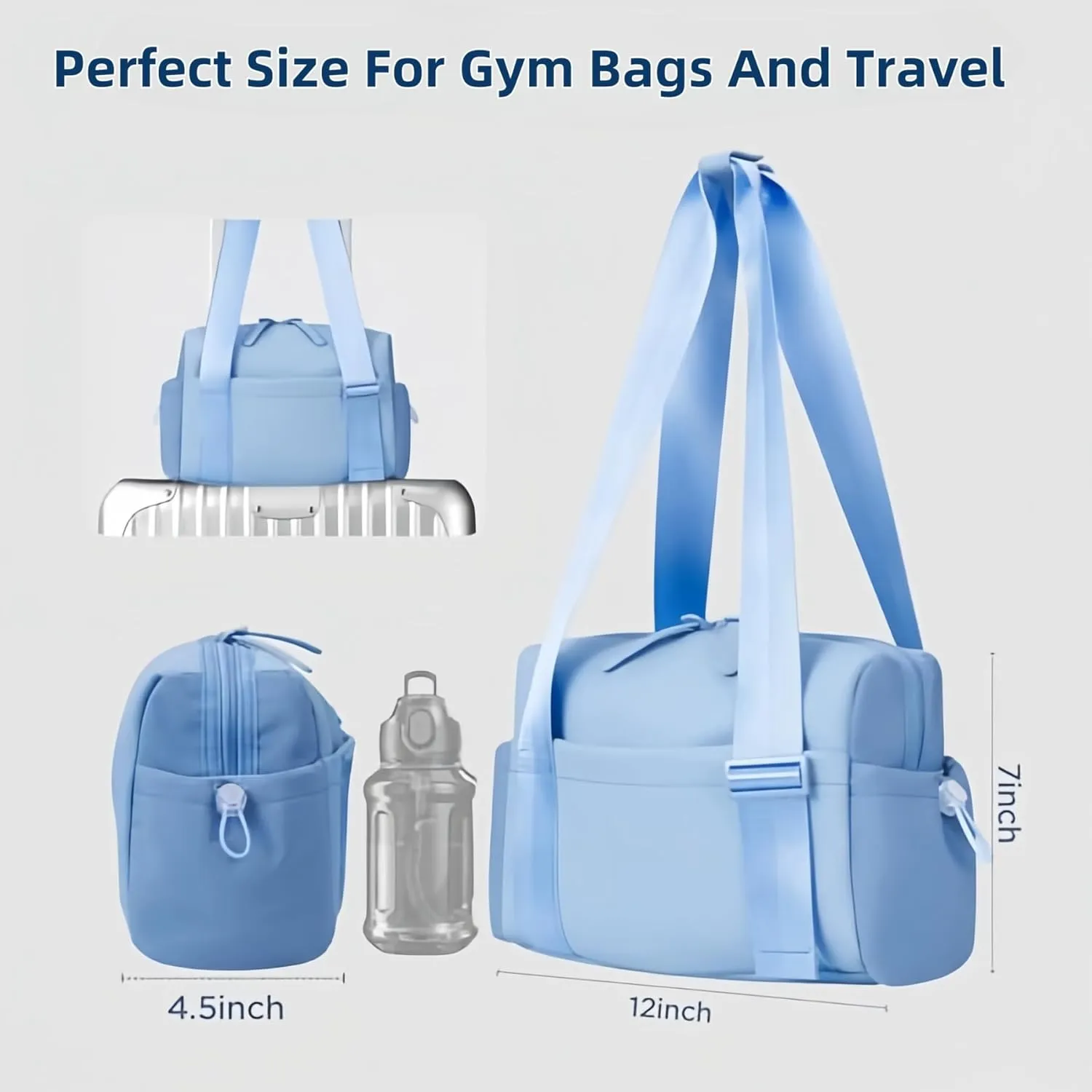 Mini Gym Bag for Women and Girls, Small Waterproof Travel Duffle Bag with Wet Compartment, Cute Workout Sport Tote bag, with gift box (blue)