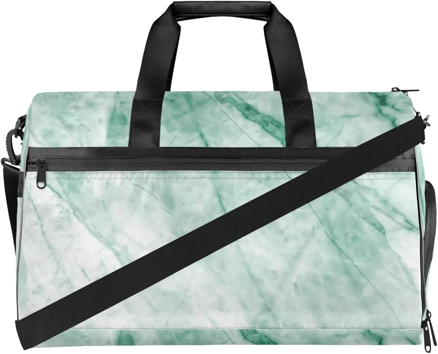Mint Green Travel Duffle Bag Large Gym Tote Bag for Women, Weekender Bag Carry on Bag for Airplane, Marble Texture Personal Item Travel Bag