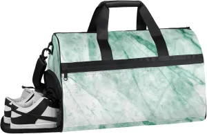 Mint Green Travel Duffle Bag Large Gym Tote Bag for Women, Weekender Bag Carry on Bag for Airplane, Marble Texture Personal Item Travel Bag