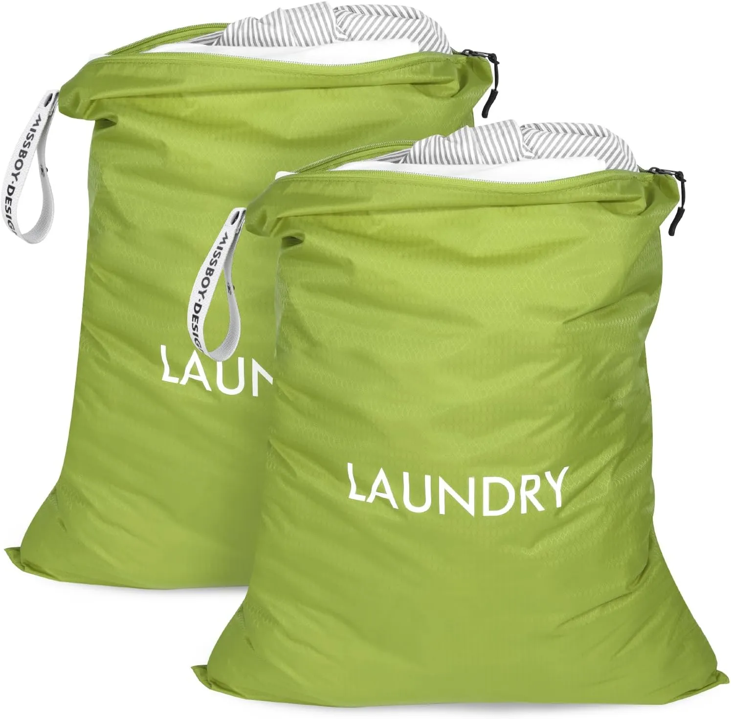 MissBoy 2 Pack Laundry Bags, Nylon Washable Wet Dry Bag, Travel Laundry Bags for Dirty Clothes, Swimming Bathing Suit Workout Wet Clothes Bag
