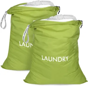 MissBoy 2 Pack Laundry Bags, Nylon Washable Wet Dry Bag, Travel Laundry Bags for Dirty Clothes, Swimming Bathing Suit Workout Wet Clothes Bag
