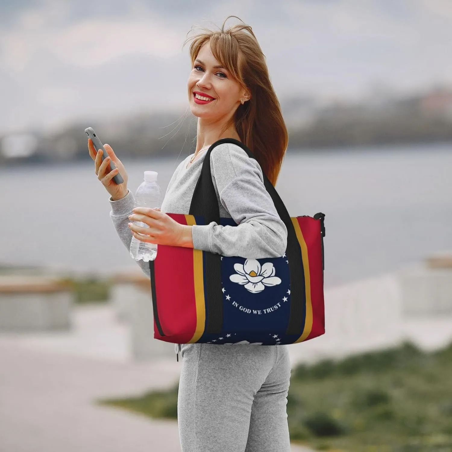 Mississippi State Flag Women Travel Duffel Bag, Large Weekender Carry-On Tote, Gym Workout Bag,Mommy Hospital Bag