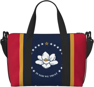 Mississippi State Flag Women Travel Duffel Bag, Large Weekender Carry-On Tote, Gym Workout Bag,Mommy Hospital Bag