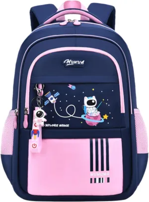 MITOWERMI Astronaut-space Kids Backpack for Girls-Boys Elementary Middle School Backpack Book Bags for Girls Lightweight Back Pack pink-blue