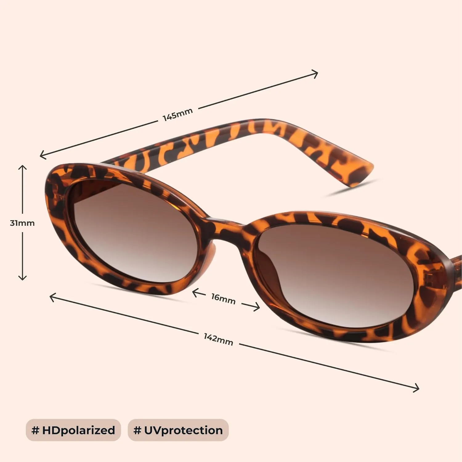 miyya 2025 Polarized Oval Sunglasses with UV Protection - Multiple Trendy Colors & Patterns
