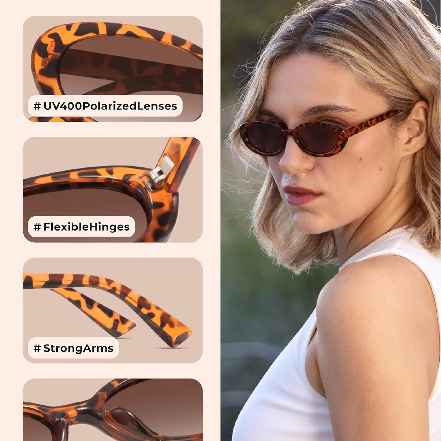 miyya 2025 Polarized Oval Sunglasses with UV Protection - Multiple Trendy Colors & Patterns