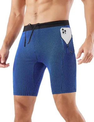 MIZOK Men's Stripe Performance Compression Workout Shorts Tight Gym Athletic Shorts with Pockets