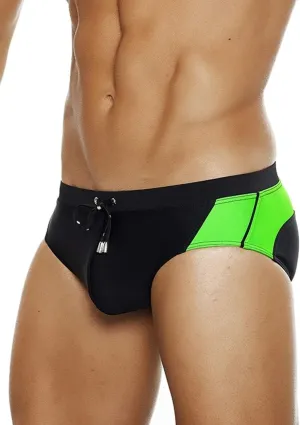 MIZOK Men's Swimwear Sexy Low Rise Bikini Briefs Quick Dry Swimsuit with Drawstring