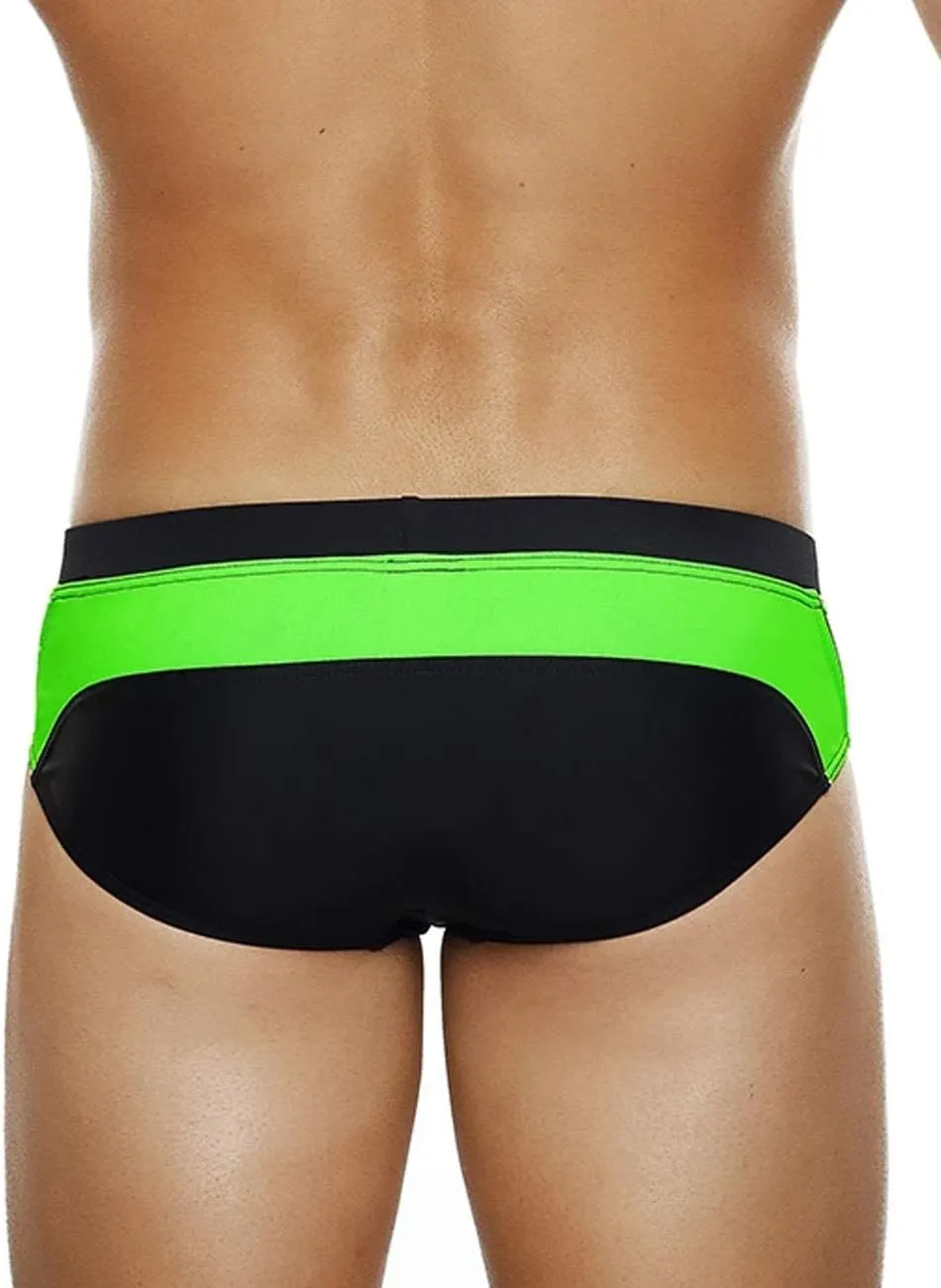 MIZOK Men's Swimwear Sexy Low Rise Bikini Briefs Quick Dry Swimsuit with Drawstring