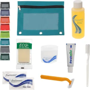Moda West 24 Kits - Bulk Case of Wholesale Basic Toiletry Kits for Men, Women, Travel, Charity In Pouch With See Thru Window