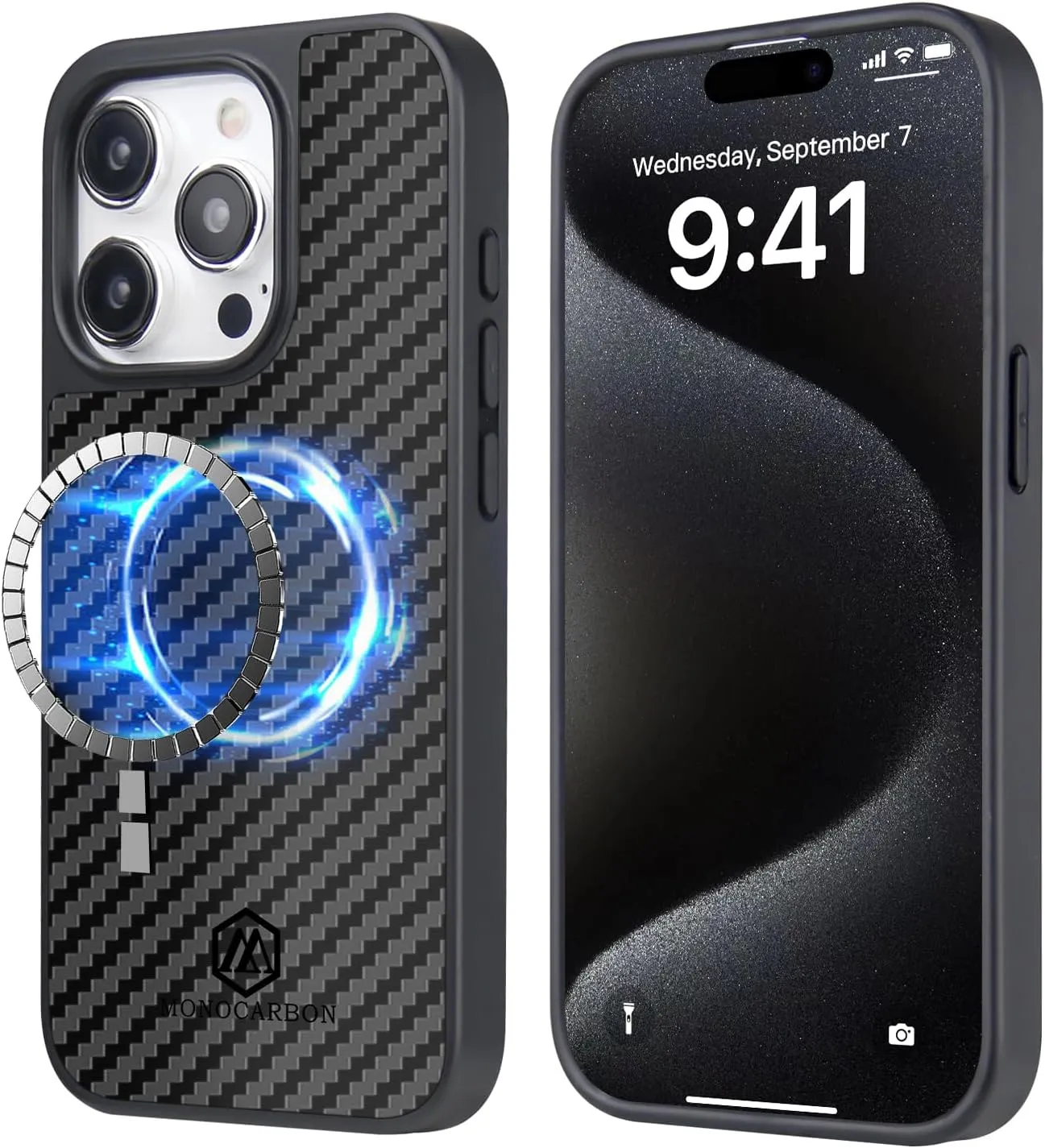 MONOCARBON iPhone 15 PRO Case Real Carbon Fiber [MagSafe]