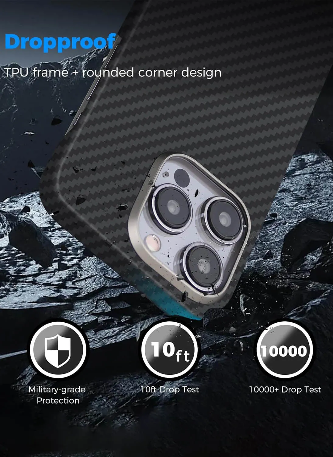 MONOCARBON iPhone 15 Pro MAX Case (ULTRA SLIM) Real Aramid Fiber [MagFit]