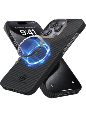 MONOCARBON iPhone 15 Pro MAX Case (ULTRA SLIM) Real Aramid Fiber [MagFit]